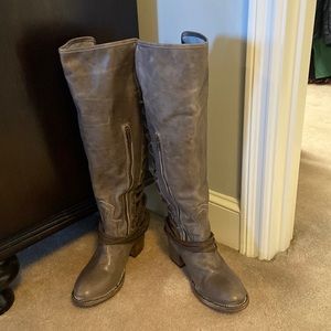 Tall stone knee high Free Bird leather boots